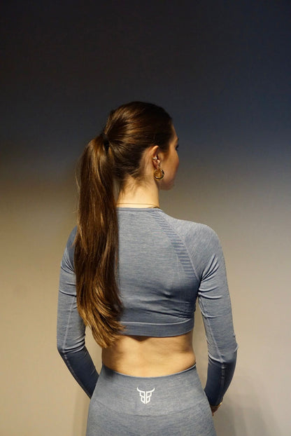 Seamless Long sleeve set - Steel blue