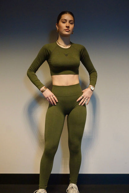 Seamless Long sleeve set - Olive green